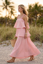 Load image into Gallery viewer, NEWEST ARRIVAL Pink 3D Flower Applique Tiered Maxi Dress
