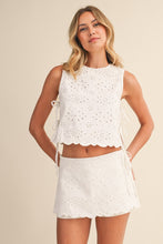 Load image into Gallery viewer, NEWEST ARRIVAL White Eyelet Mini Skort Set
