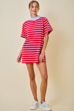 Load image into Gallery viewer, NEWEST ARRIVAL Red/Blue Mock Neck Comfy Shirt Dress
