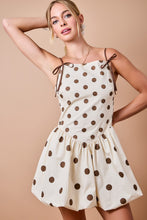 Load image into Gallery viewer, NEWEST ARRIVAL Cream/Brown Polka Dot Bubble Mini Dress
