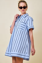 Load image into Gallery viewer, NEWEST ARRIVAL Blue/Navy Striped Shirt Dress
