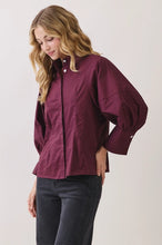 Load image into Gallery viewer, NEWEST ARRIVAL Burgundy Button Down Cuff Sleeve Blouse
