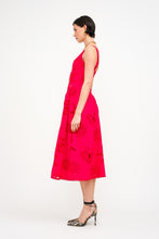 Load image into Gallery viewer, Red Seashell Embroidered Bustier Midi Dress
