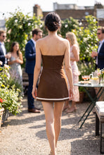 Load image into Gallery viewer, NEWEST ARRIVAL Mocha Brown Sweetheart Trim Dress
