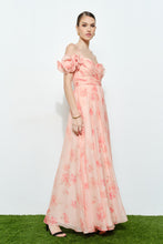 Load image into Gallery viewer, NEWEST ARRIVAL Peach Ruffle Off Shoulder Maxi Dress

