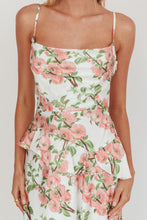 Load image into Gallery viewer, NEWEST ARRIVAL White/Blush Floral Satin Maxi Dress
