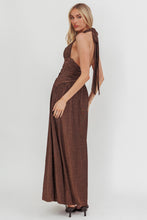 Load image into Gallery viewer, NEWEST ARRIVAL Bronze Neck Plunging Halter Maxi Dress
