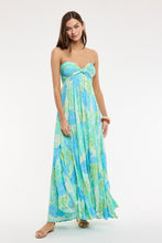 Load image into Gallery viewer, NEWEST ARRIVAL *PREORDER 1/30* Blue/Green Tropical Accordion Tube Maxi Dress

