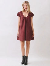 Load image into Gallery viewer, NEWEST ARRIVAL Burgundy U-Neck Swing Dress
