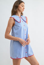 Load image into Gallery viewer, NEWEST ARRIVAL Blue/White Striped Peter Pan Collar Shift Dress
