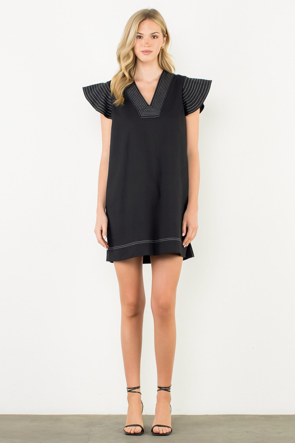 NEWEST ARRIVAL THML Black Flutter Sleeve Dress
