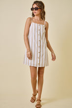 Load image into Gallery viewer, NEWEST ARRIVAL Tan Striped A-Line Cami Dress
