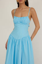 Load image into Gallery viewer, Ocean Blue Bubble Bottom Midi Dress

