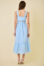 Load image into Gallery viewer, NEWEST ARRIVAL Blue Gingham Cut Out Midi Dress
