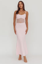 Load image into Gallery viewer, NEWEST ARRIVAL Pink Fitted Sheer Bodice Maxi Dress
