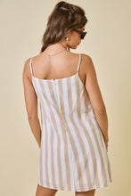 Load image into Gallery viewer, NEWEST ARRIVAL Tan Striped A-Line Cami Dress
