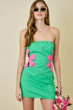 Load image into Gallery viewer, SPRING 2026 Green/Pink Side Flower Mini Dress
