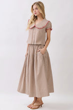 Load image into Gallery viewer, NEWEST ARRIVAL *PREORDER 8/28* Brown/Red Contrast Gingham Midi Skirt Set

