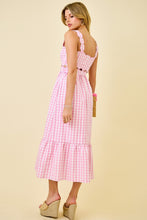 Load image into Gallery viewer, NEWEST ARRIVAL Pink Gingham Cut Out Midi Dress
