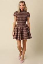 Load image into Gallery viewer, NEWEST ARRIVAL Brown Plaid Smocked Dress
