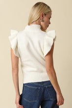 Load image into Gallery viewer, NEWEST ARRIVAL Off White Mock Neck Flutter Sleeve Knit Sweater
