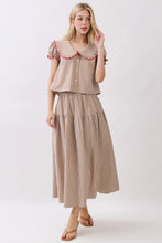 Load image into Gallery viewer, NEWEST ARRIVAL *PREORDER 8/28* Brown/Red Contrast Gingham Midi Skirt Set
