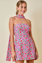 Load image into Gallery viewer, NEWEST ARRIVAL Pink/Purple Floral Neck Scarf Dress

