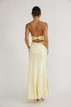 Load image into Gallery viewer, NEWEST ARRIVAL Olive Green Twist Back Satin Maxi Dress
