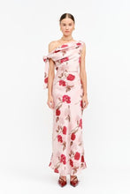 Load image into Gallery viewer, NEWEST ARRIVAL Mauve Pink Floral Satin One Shoulder Maxi Dress
