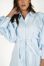 Load image into Gallery viewer, NEWEST ARRIVAL *PREORDER 2/10* Light Blue Extra Puff Sleeve Button Front Dress
