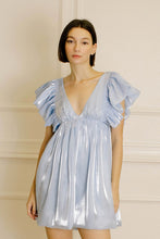 Load image into Gallery viewer, FINAL SALE Sky Blue Monochromatic Shiny Sheen Mini Dress
