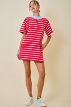 Load image into Gallery viewer, NEWEST ARRIVAL Red/Blue Mock Neck Comfy Shirt Dress
