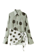 Load image into Gallery viewer, NEWEST ARRIVAL Olive/Black Polka Dot Sheer Shirt Scarf Dress
