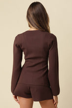 Load image into Gallery viewer, NEWEST ARRIVAL Brown Zipper Front Knit Shorts Set
