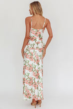 Load image into Gallery viewer, NEWEST ARRIVAL White/Blush Floral Satin Maxi Dress
