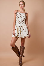 Load image into Gallery viewer, NEWEST ARRIVAL Cream/Brown Polka Dot Bubble Mini Dress
