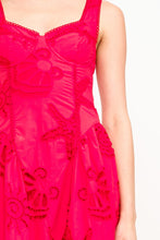 Load image into Gallery viewer, Red Seashell Embroidered Bustier Midi Dress
