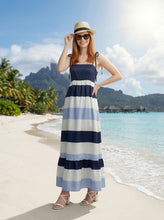 Load image into Gallery viewer, NEWEST ARRIVAL *PREORDER 3/26* Navy/Blue Striped Maxi Dress
