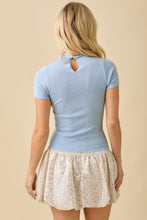 Load image into Gallery viewer, LAST ONE Baby Blue Knit Neck Scarf Sweater
