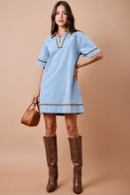 Load image into Gallery viewer, NEWEST ARRIVAL Denim Contrast Brown Corduroy Shift Dress
