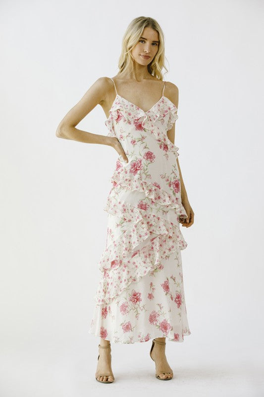 Sweet Pink Floral Maxi Dress