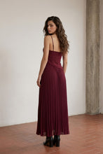 Load image into Gallery viewer, NEWEST ARRIVAL Burgundy Asymmetrical Waist Pleated Midi Dress
