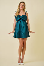 Load image into Gallery viewer, NEWEST ARRIVAL Hunter Green Bow Mini Dress
