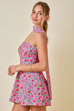 Load image into Gallery viewer, NEWEST ARRIVAL Pink/Purple Floral Neck Scarf Dress
