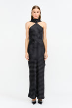 Load image into Gallery viewer, NEWEST ARRIVAL Black/White Polka Dot Neck Scarf Maxi Dress
