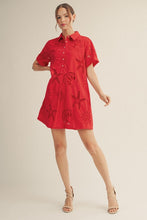Load image into Gallery viewer, NEWEST ARRIVAL Red Embroidered Seashell Beach Dress
