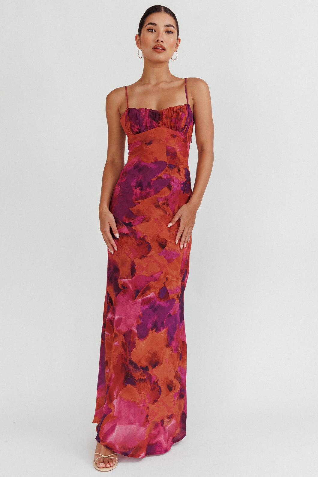 LAST ONE Dark Rose Print Maxi Dress