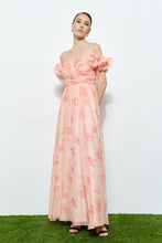 Load image into Gallery viewer, NEWEST ARRIVAL Peach Ruffle Off Shoulder Maxi Dress
