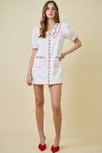 Load image into Gallery viewer, NEWEST ARRIVAL White Floral Embroidered Peter Pan Dress
