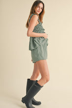 Load image into Gallery viewer, NEWEST ARRIVAL Sage Green Ruffle Shorts Set
